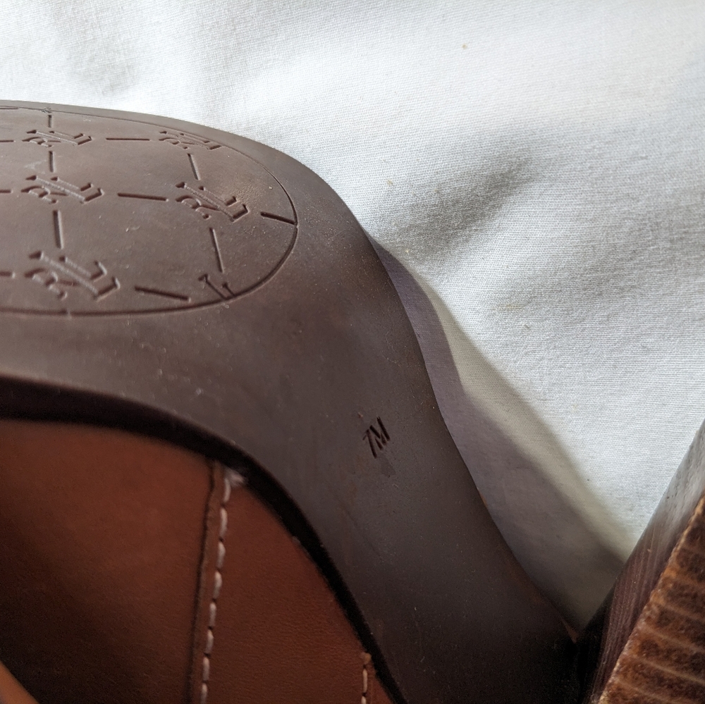Lauren Ralph Lauren Heeled Tan Leather Boots with Buckle Size 7 - Picture 6 of 11